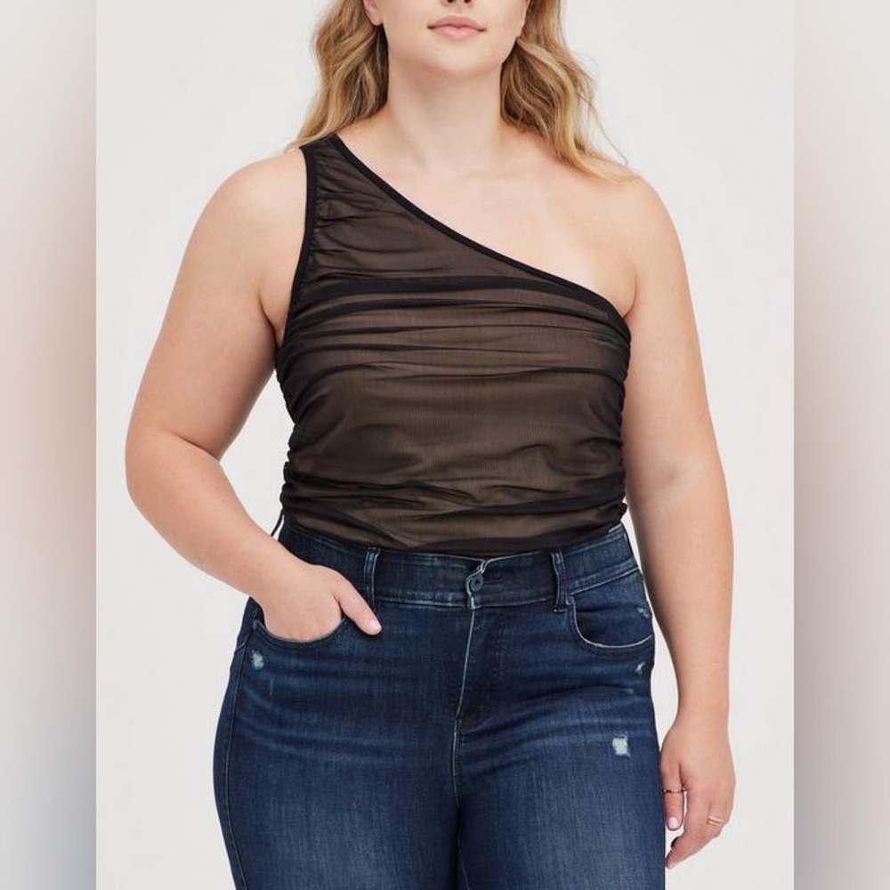 Torrid - Mesh One Shoulder Contrast Lining Top - 3 - Picture 2 of 12